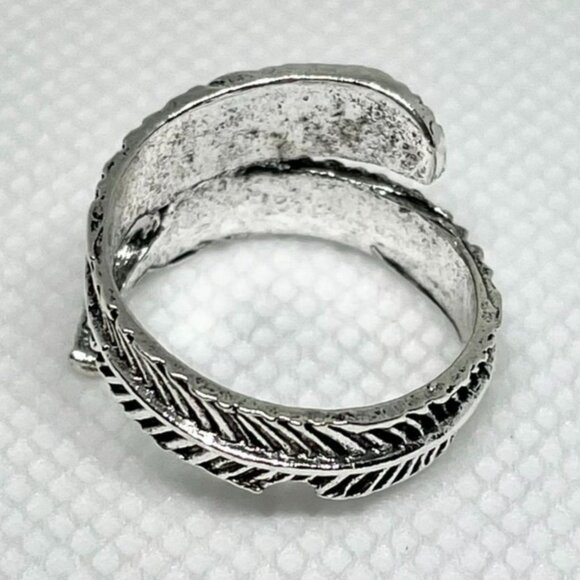 Silver Finish Feather Wraparound Fashion Ring for Women or Men Sz 6 New - Picture 9 of 13